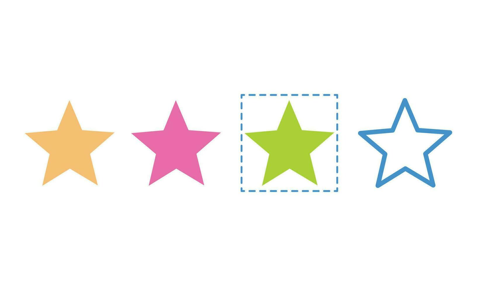 Vector set of stars multiple colours shadows