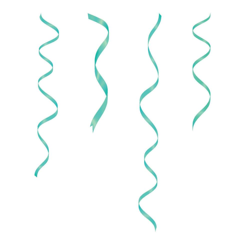 Vector realistic 3d jade silk or satin ribbons set