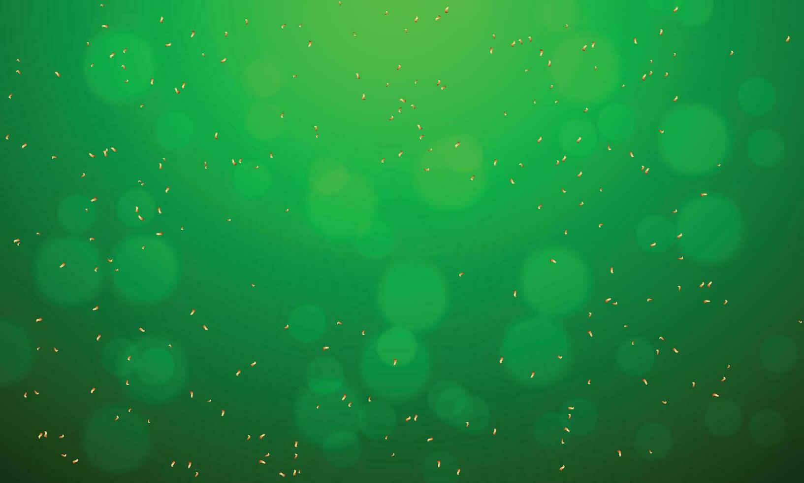 Vector gold confetti and green bokeh background