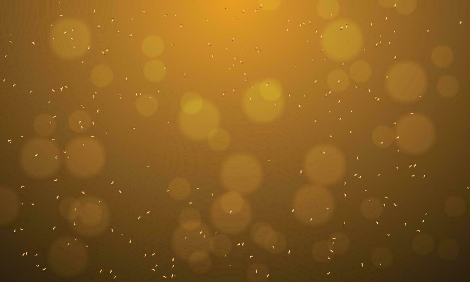 Vector gold confetti and orange bokeh background