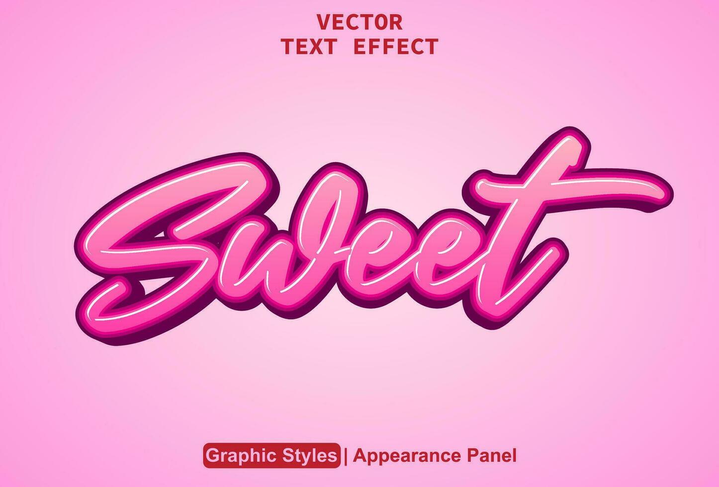 dulce texto efecto con rosado gráfico estilo y editable. vector