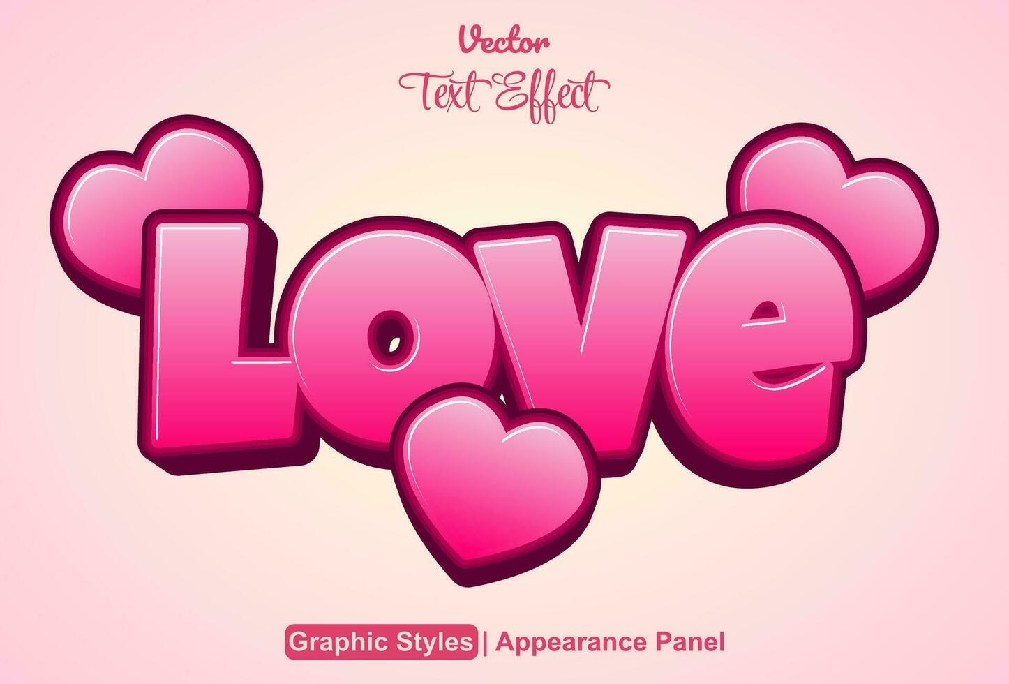amor texto efecto con rosado gráfico estilo y editable. vector