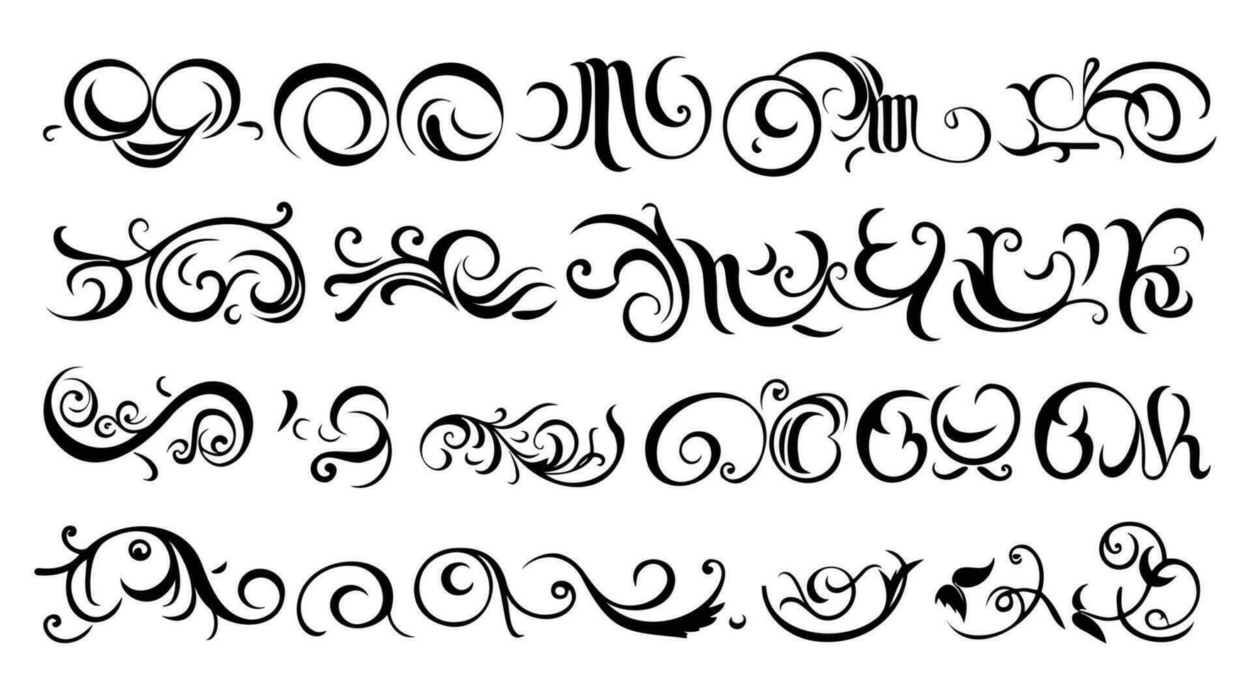 Graphic Elegance Ornamental Calligraphy Set with Decorative Floral Elements vector