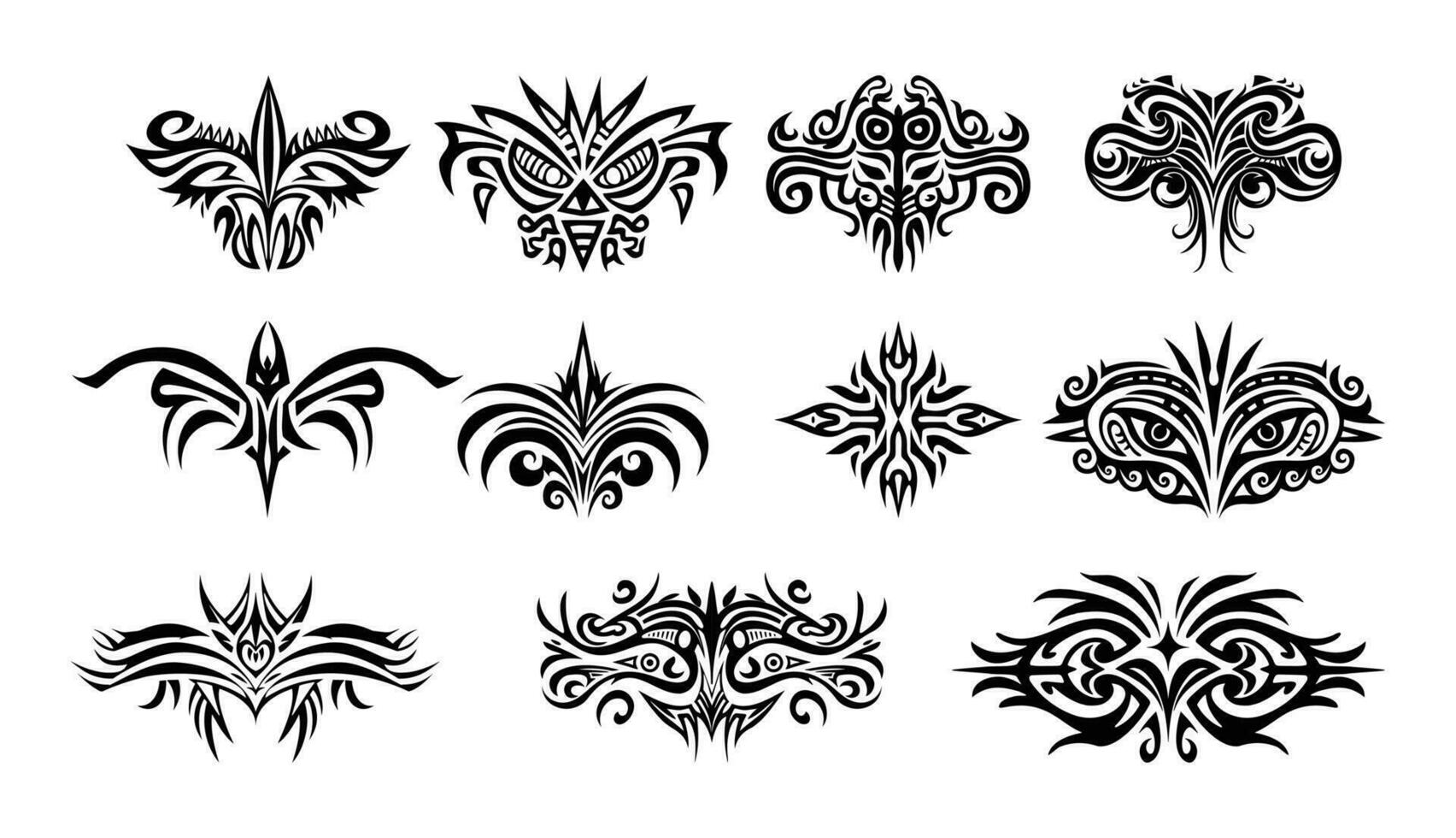 conjunto de africano tribal vector máscara ritual étnico mascaras nativo decoración vector para imprimir, tatuaje