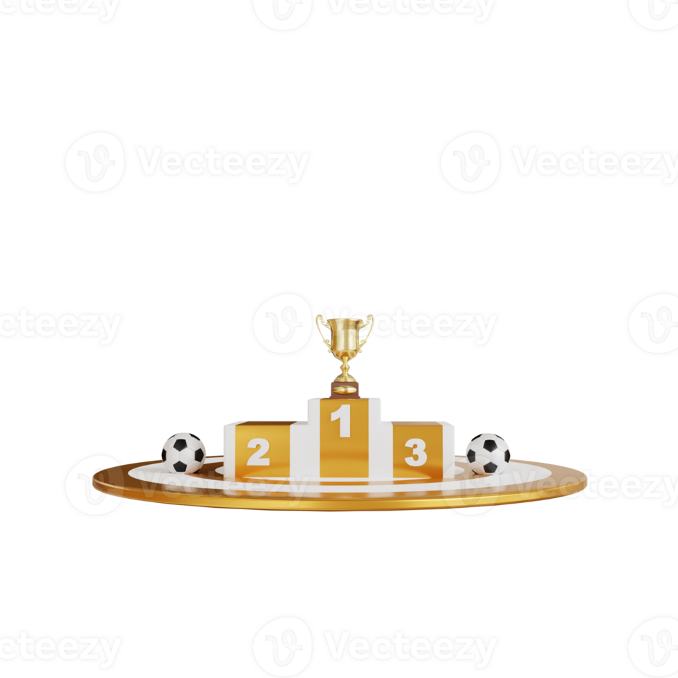 3D Render Soccer podium with transparent background. Product display stage png