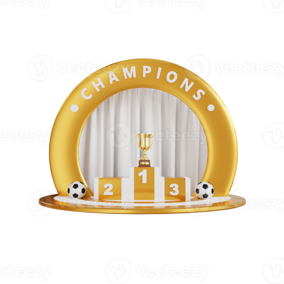 3D Render Soccer podium with transparent background. Product display stage png