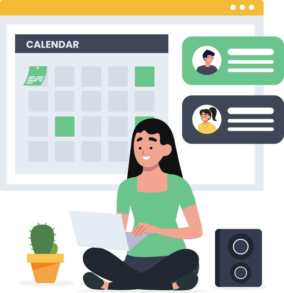 Woman working from home vector