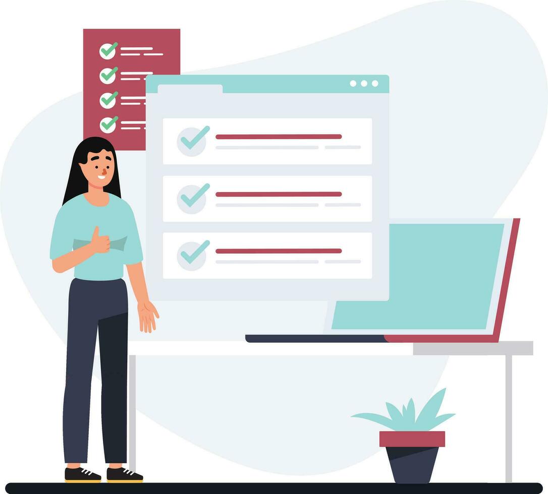 Woman with to do list vector