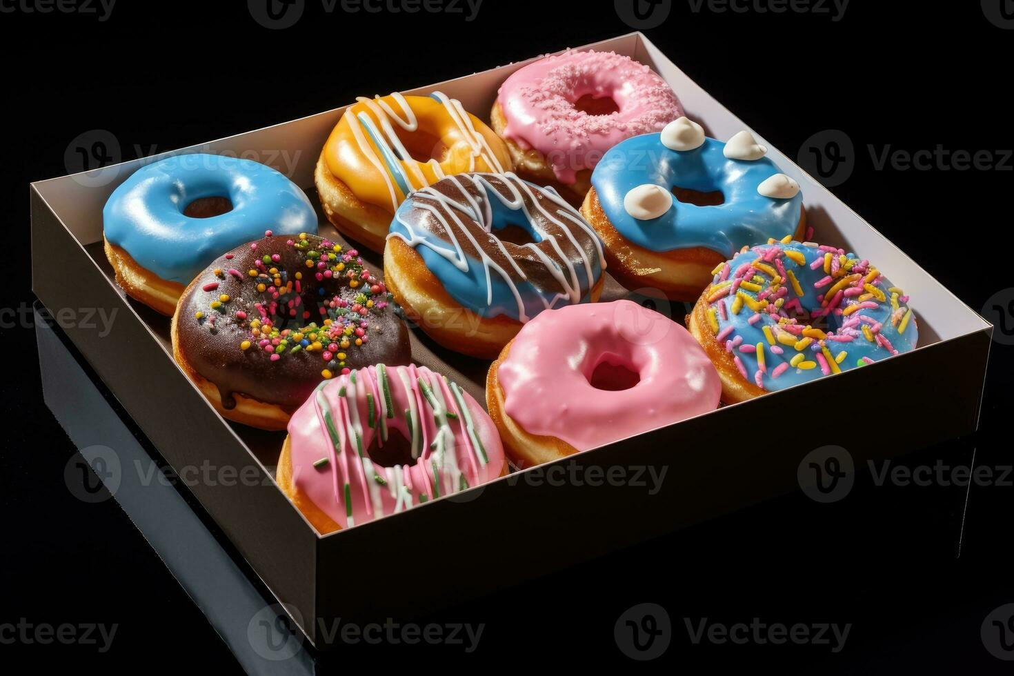 AI generated Paper box with donuts photo
