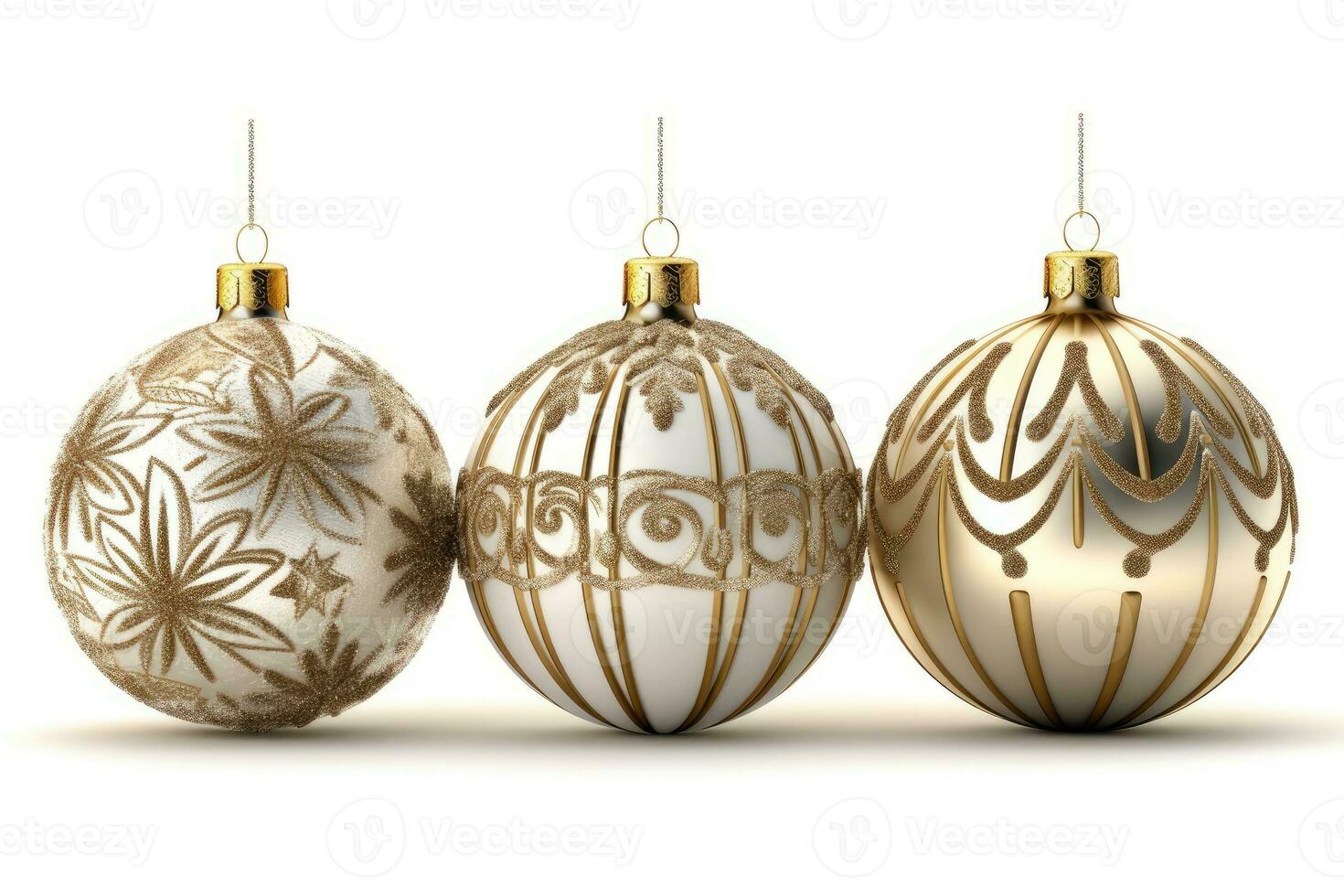 AI generated Christmas gold ball on white background photo