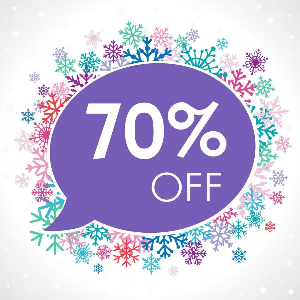 Winter sale icon. Up to 70 percent off vector