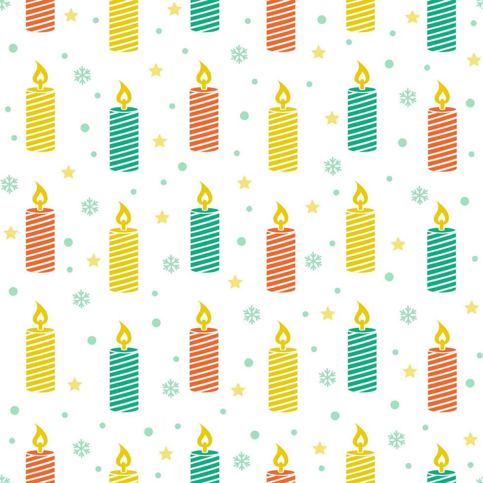 Seamless pattern with Christmas candles. Festive background. Happy New Year vector illustration.