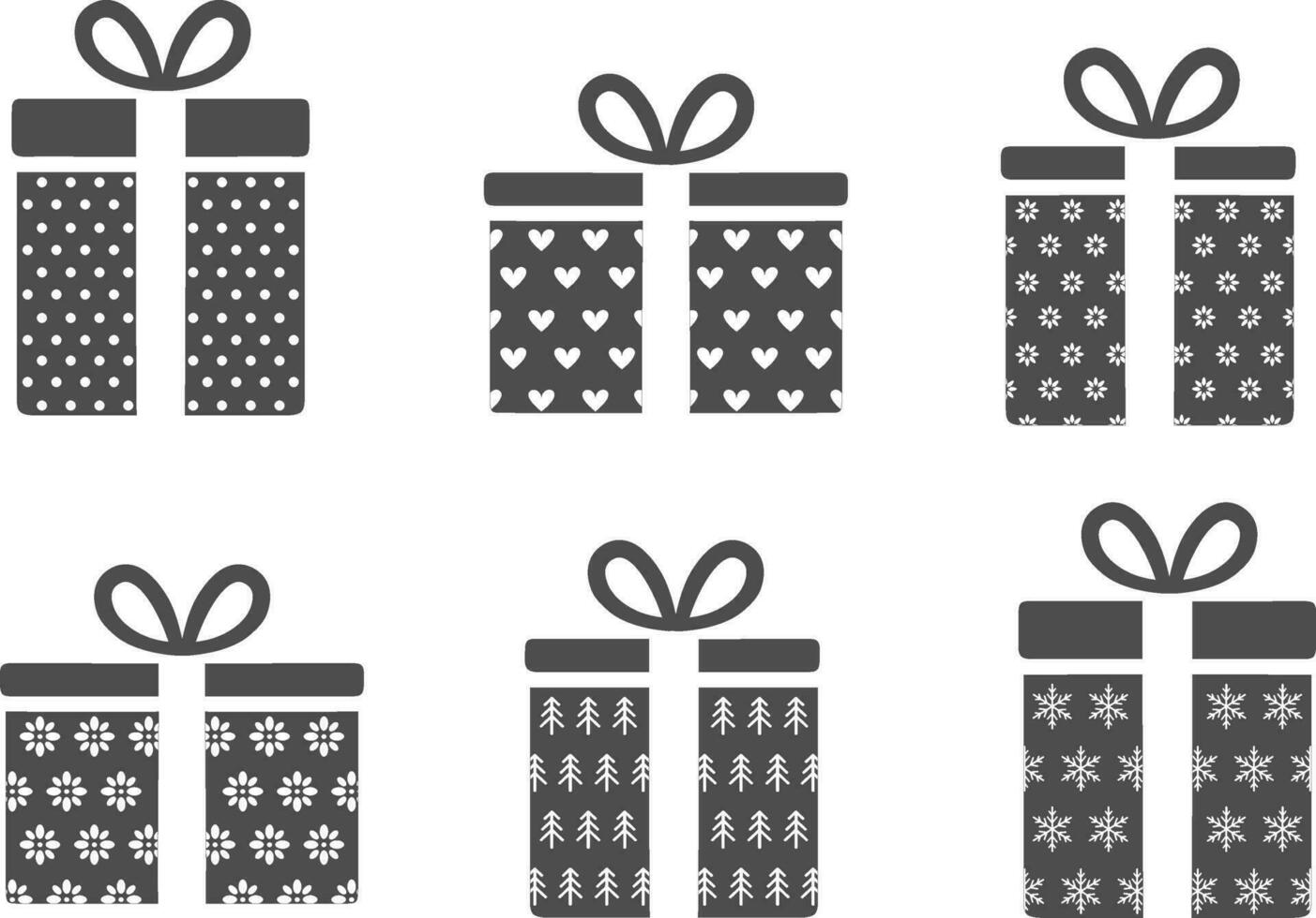 Christmas gift box icon. Holiday accessories set. Happy New Year vector illustration.