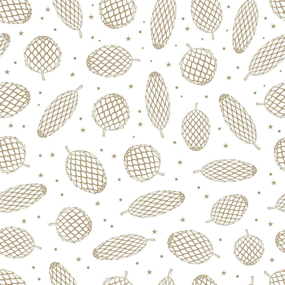 Seamless pattern with Christmas cones. Festive background. Happy New Year vector illustration.