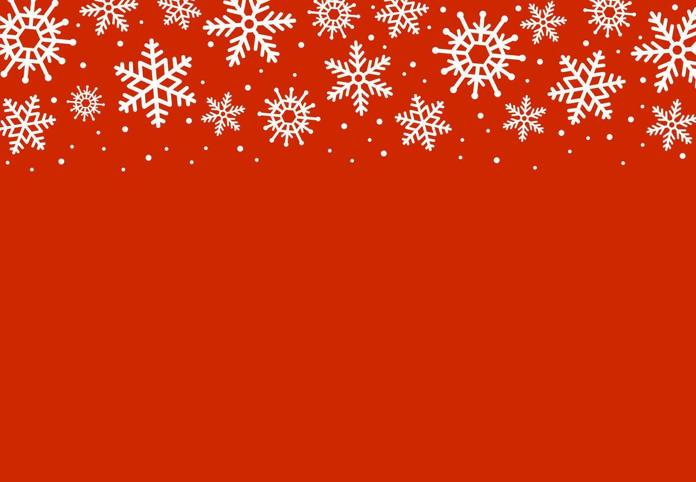 Christmas red background with snowflakes. Holiday card or greeting card. Happy New Year vector illustration.