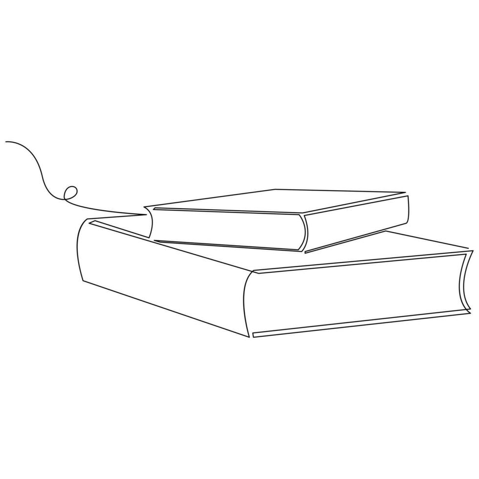 Book one line continuous outline vector art drawing and simple minimalist design