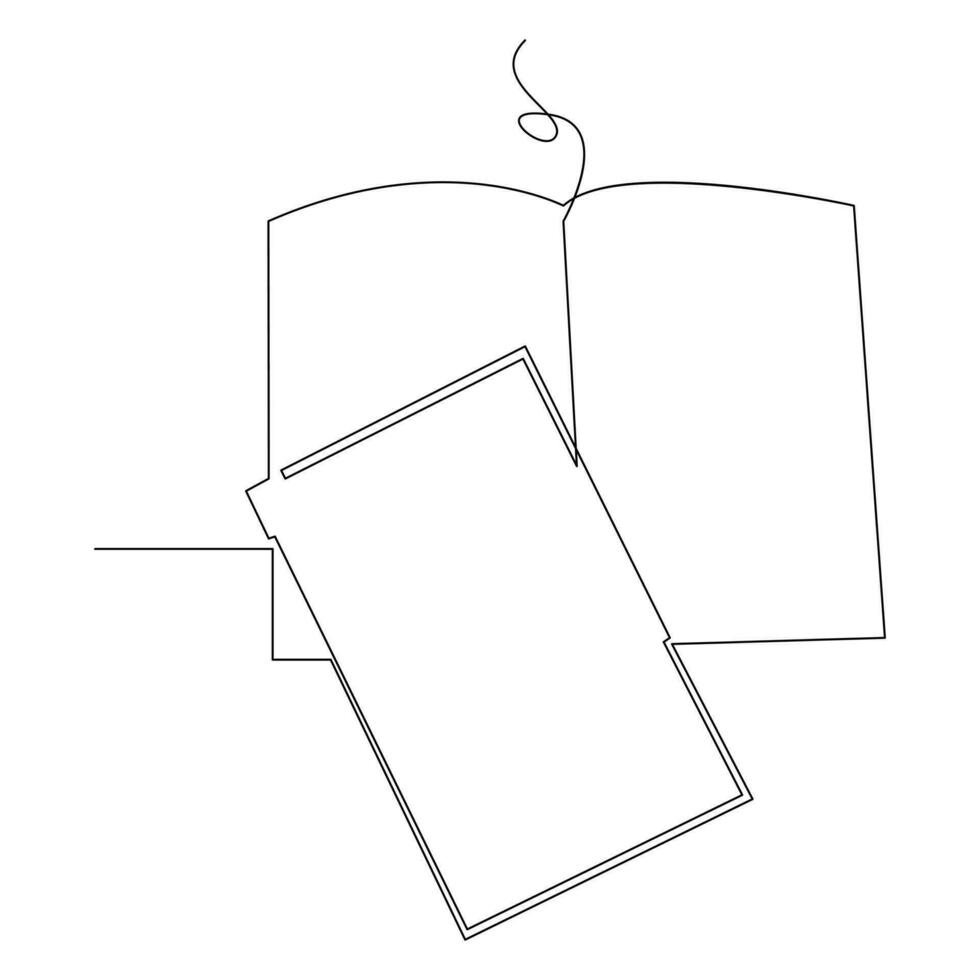 Book one line continuous outline vector art drawing and simple minimalist design