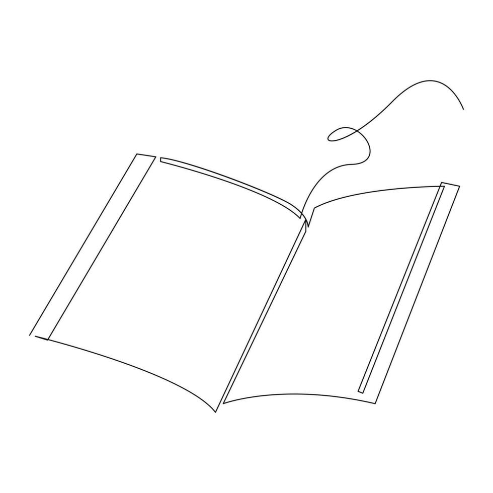 Book one line continuous outline vector art drawing and simple minimalist design