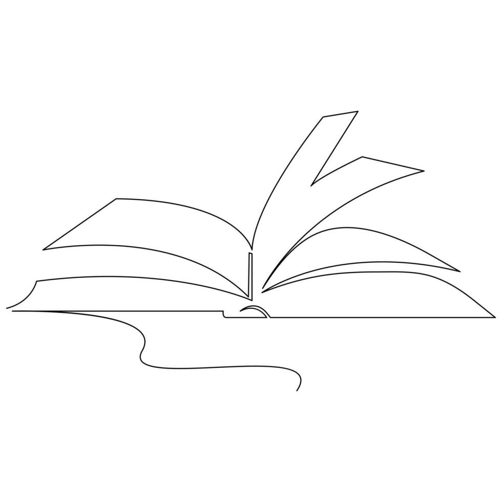 Book one line continuous outline vector art drawing and simple minimalist design
