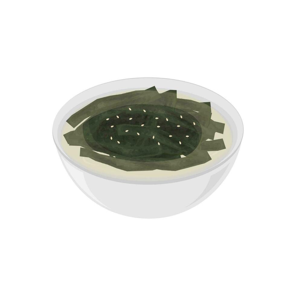 miyeokguk sopa o algas marinas sopa vector ilustración logo