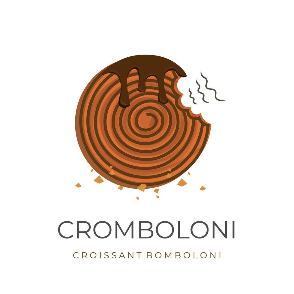 Crispy New York rolls Croissant or Cromboloni Vector Illustration logo