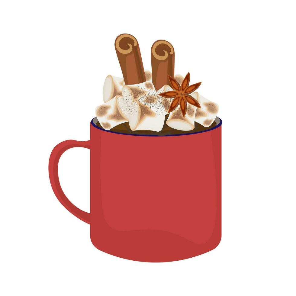Logo Illustration Hot chocolate cocoa drink with marshmallow vector