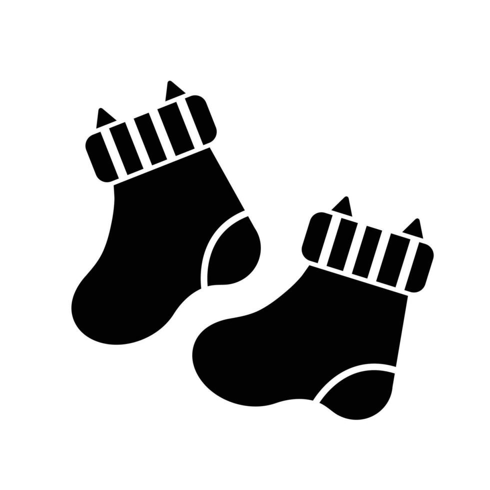 Baby socks with animal ears design vector icon illustration silhouette shadow isolated on square white background. Simple flat cartoon art styled with kids or children themed drawing.