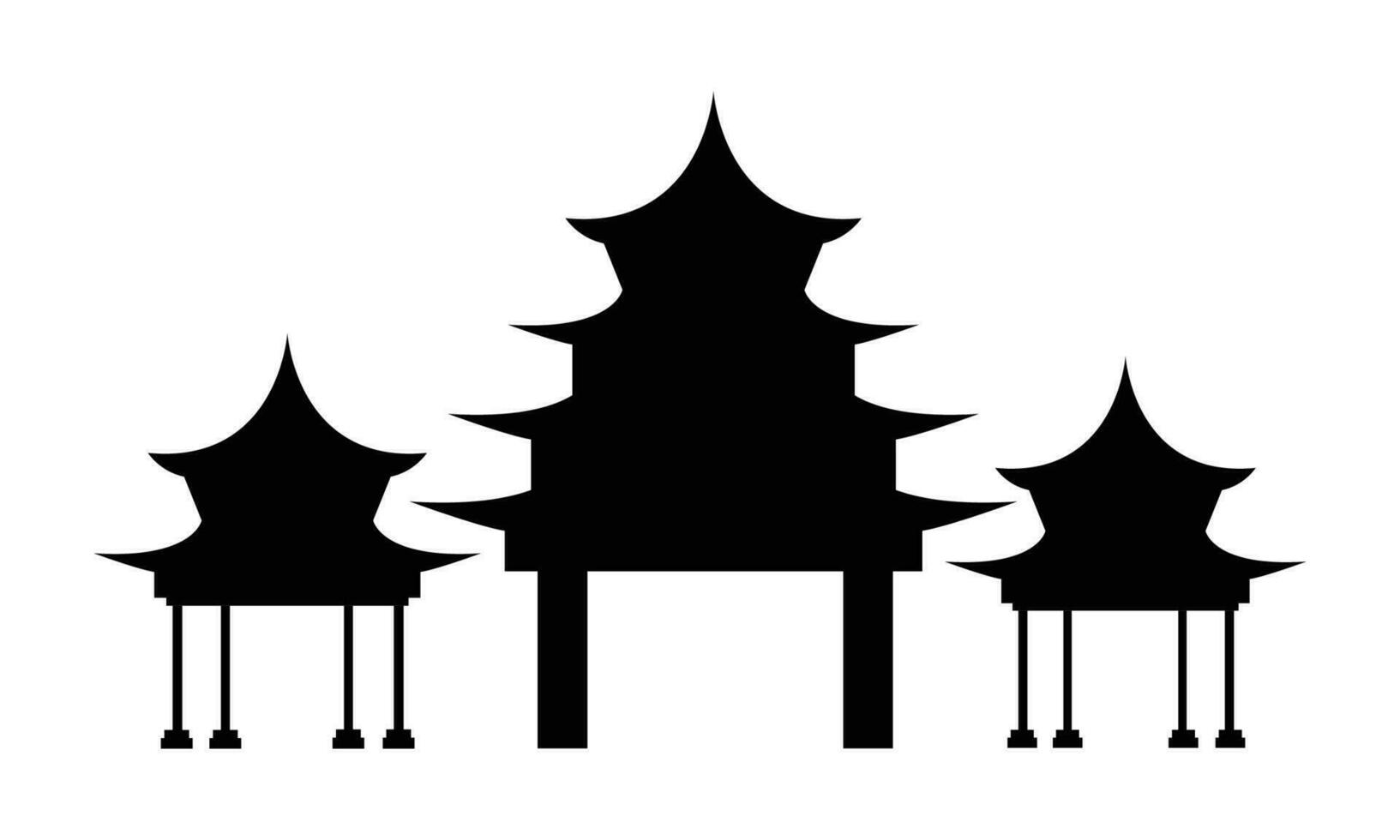 Vector asian city silhouette on a white background
