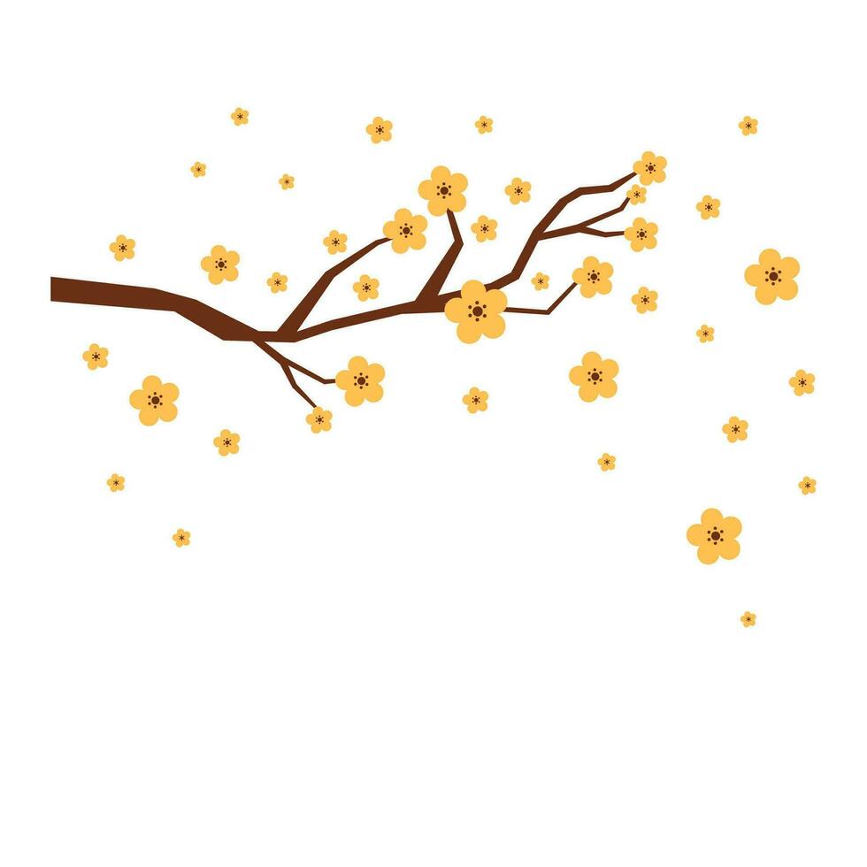 Vector hand drawn cherry blossom branch background