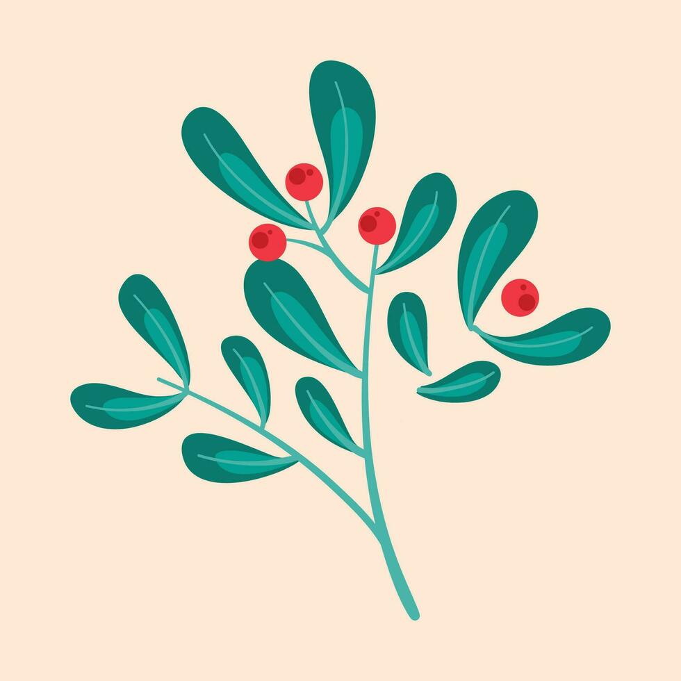 Vector red winterberry on a yellow background vector