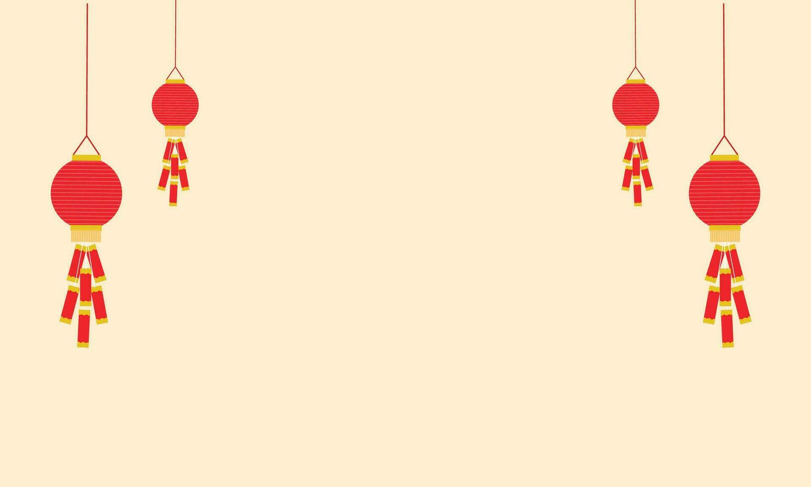 Vector hanging chinese lantern yellow background design