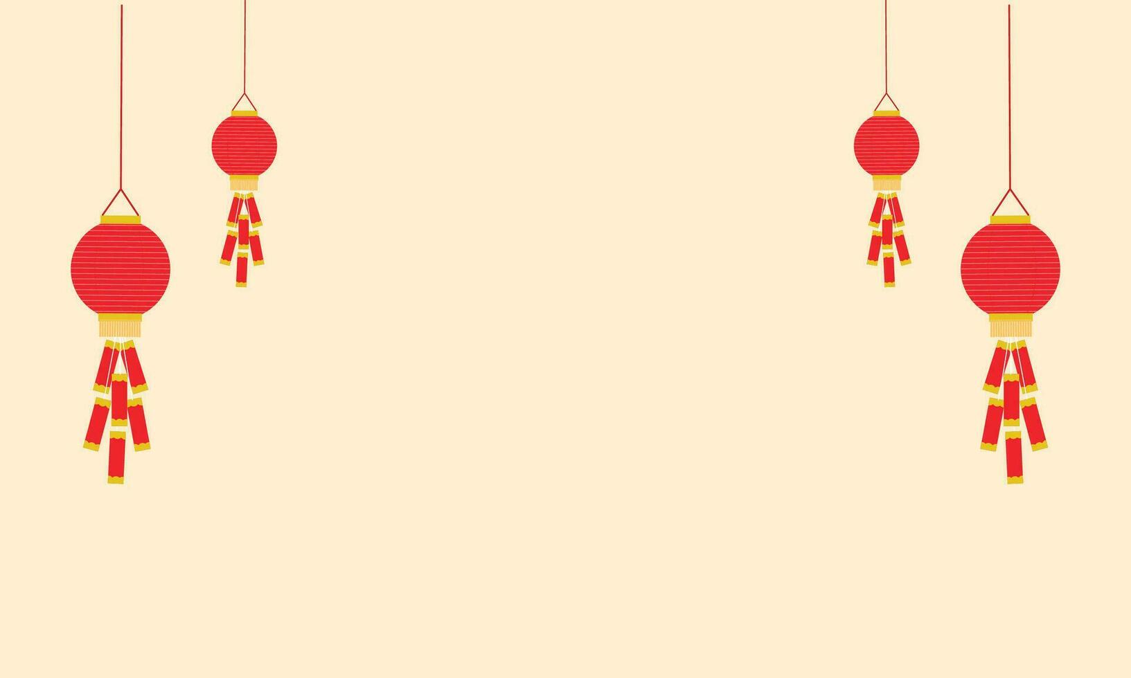 Vector hanging chinese lantern yellow background design