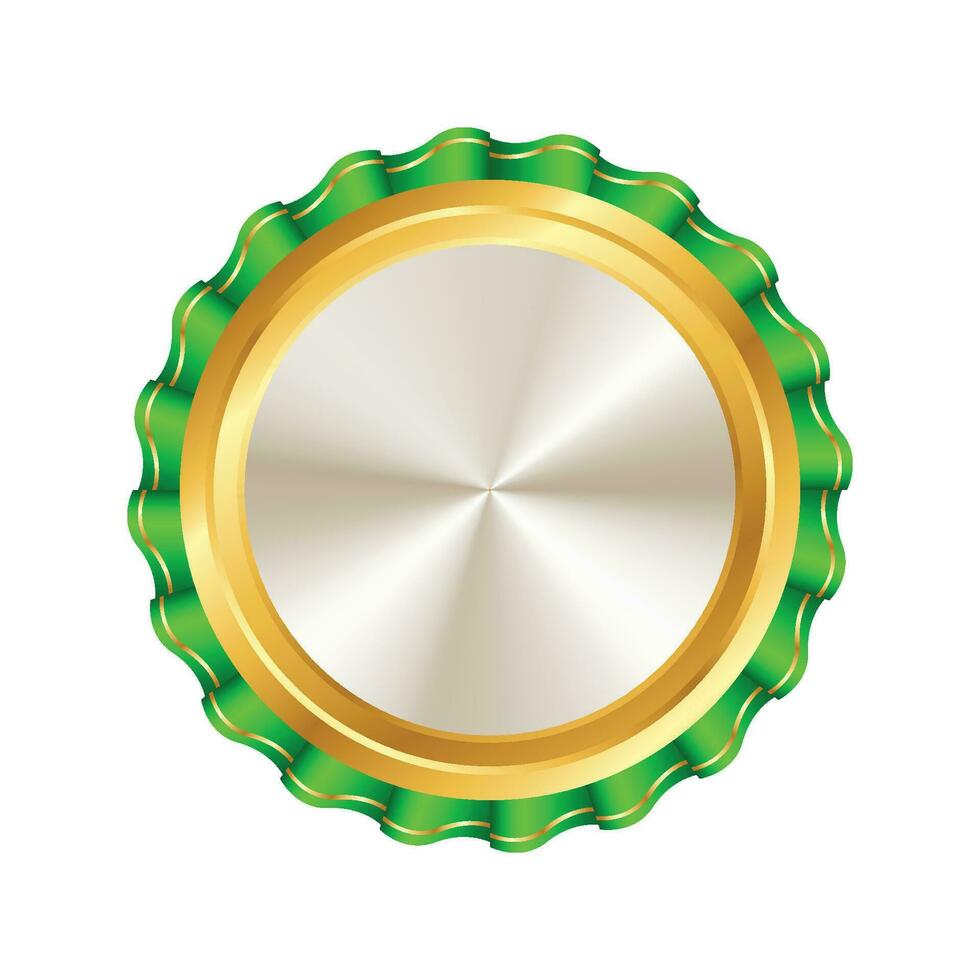 Vector golden medal design. big green award label