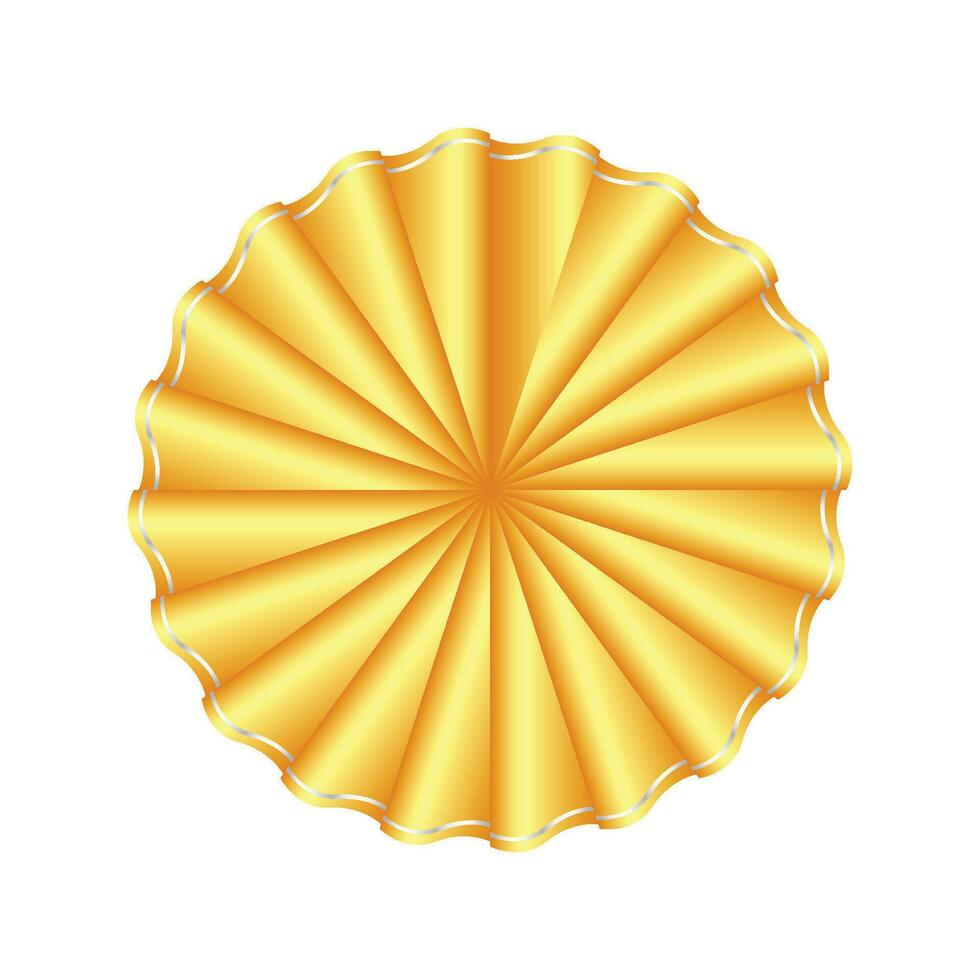 Vector graduation paper party fans. realistic gold realistic 3d decor, new year eve holiday