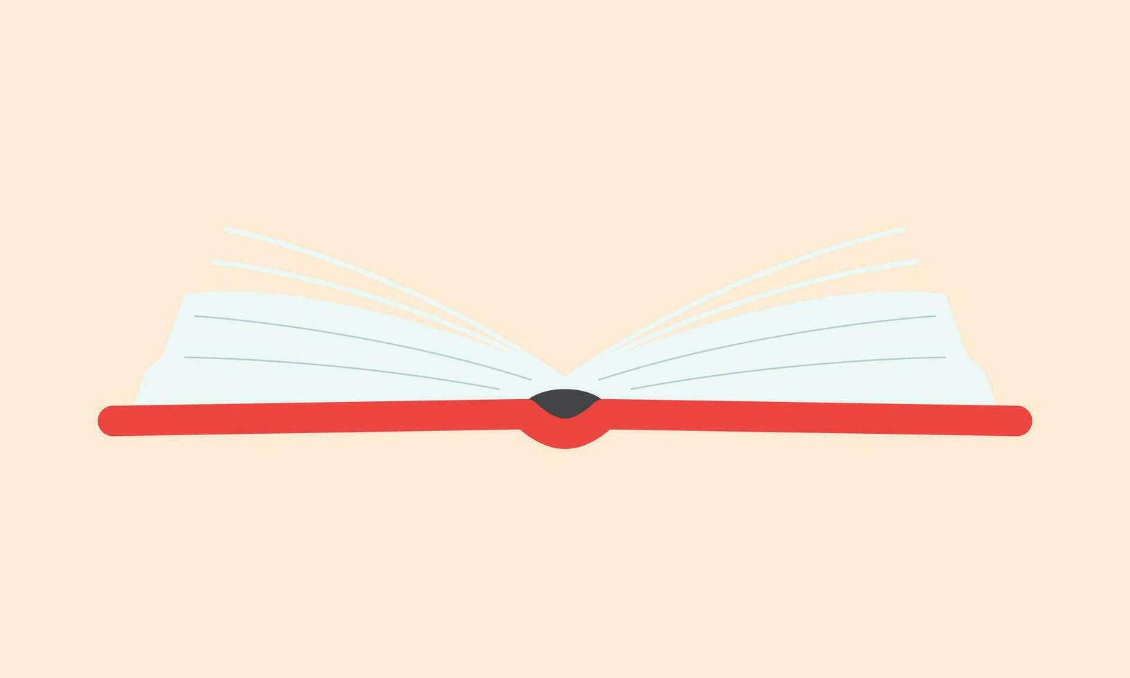 Vector open red book library isolated illustration on white background