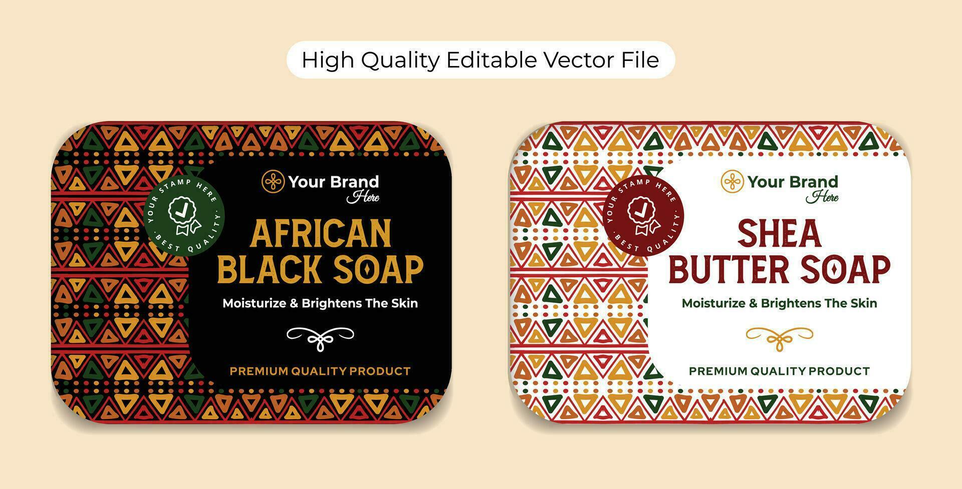 African black soap Shea butter soap label design vector