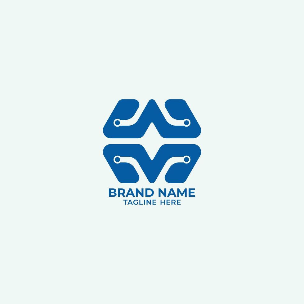 Letter WM technology with minimalist style logo vector