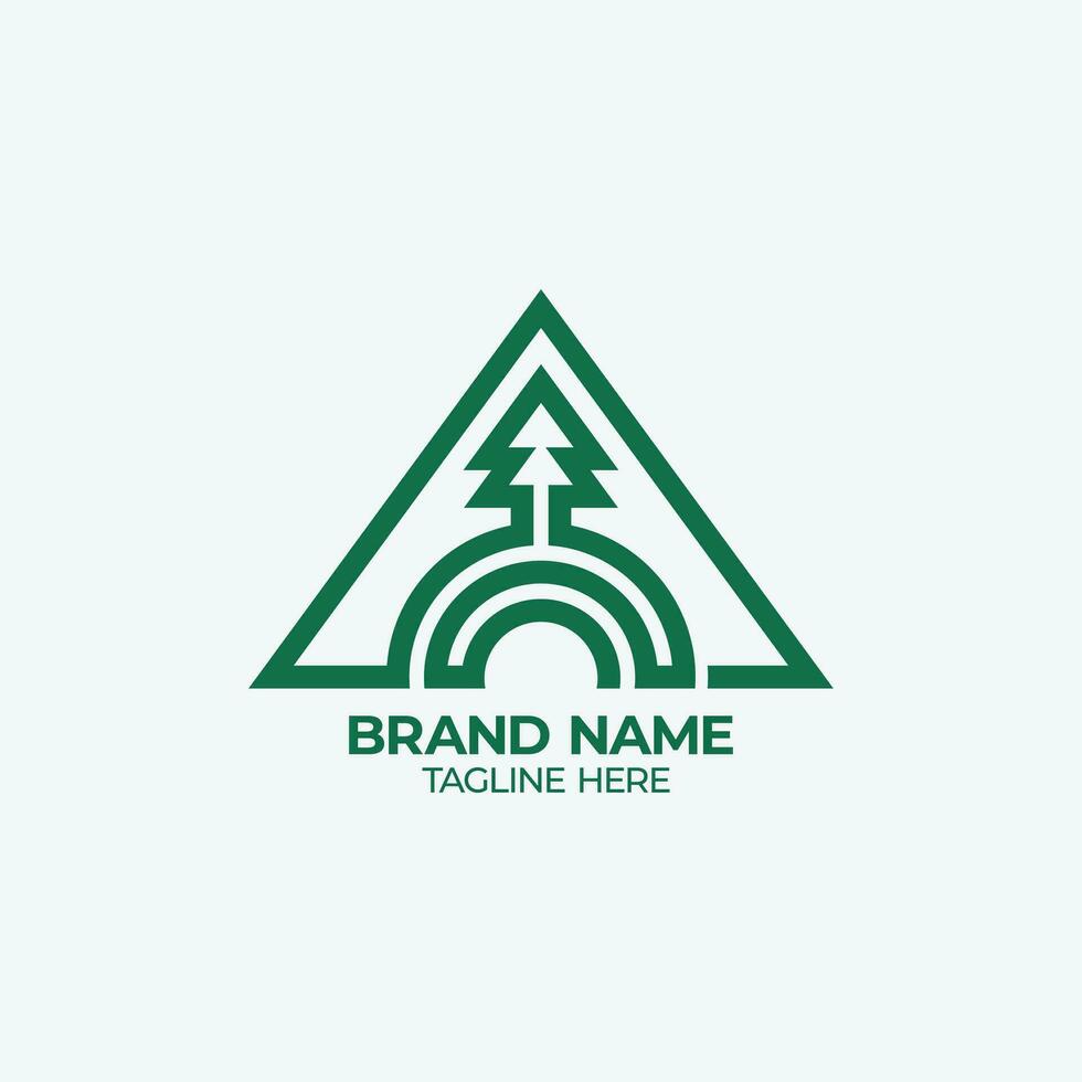 letter A Pine and mountain with minimalist style logo vector