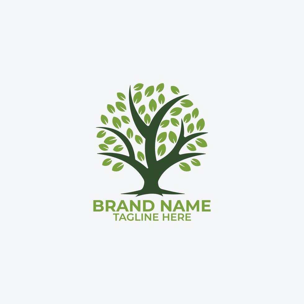 oak tree with minimalist style logo abstract vector