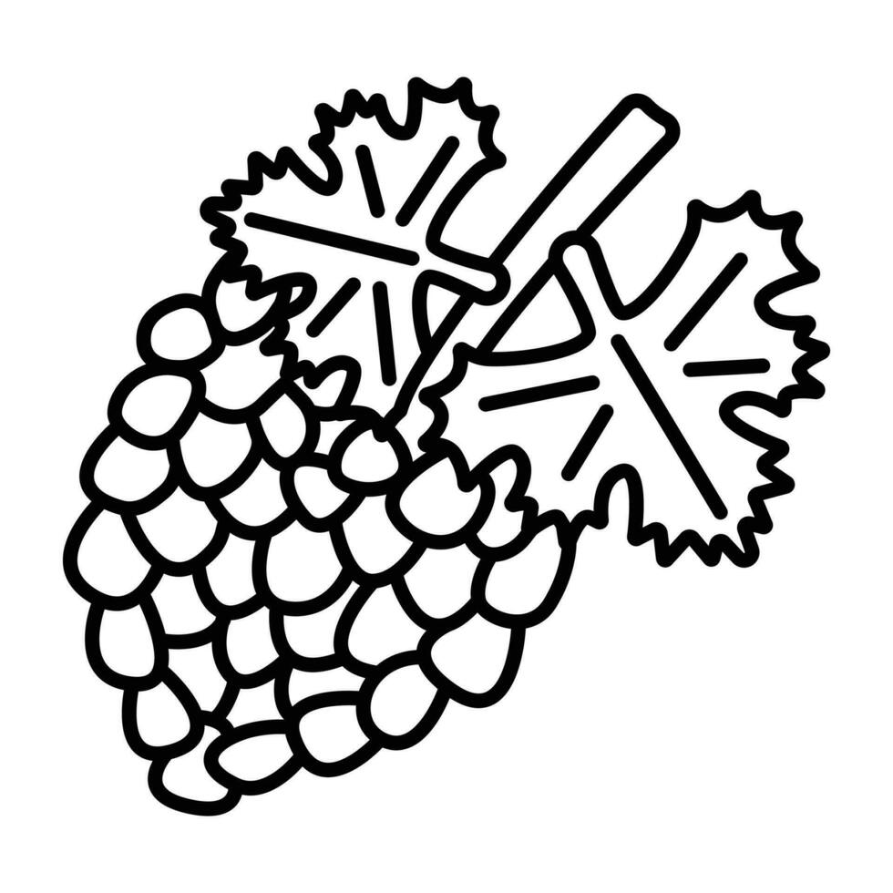 manojo de uvas negro línea icono, monocromo vector pictograma