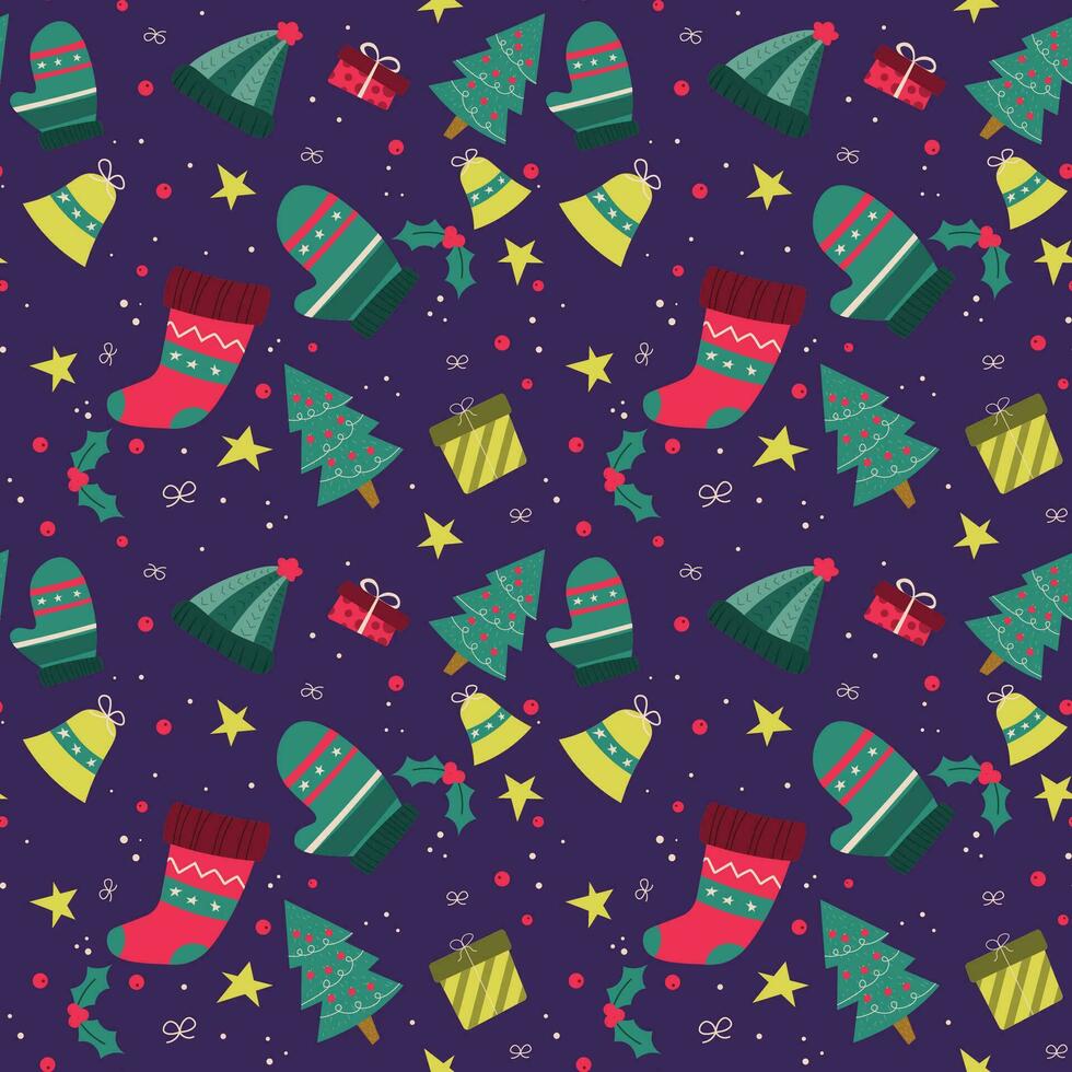 Hand drawn christmas pattern design background. vector