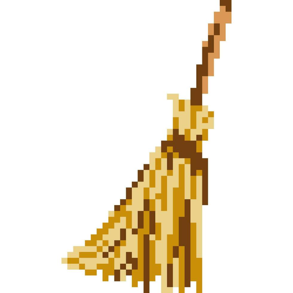 Broom cartoon icon in pixel style vector