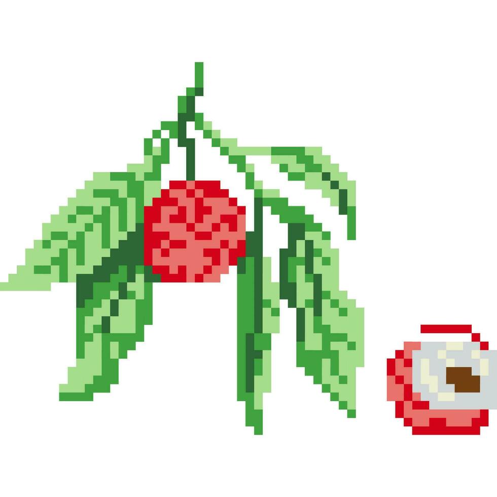 Lychee cartoon icon in pixel style vector