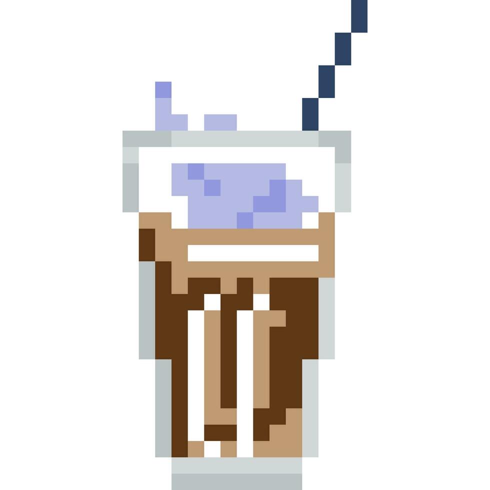 Coffee cartoon icon in pixel style vector