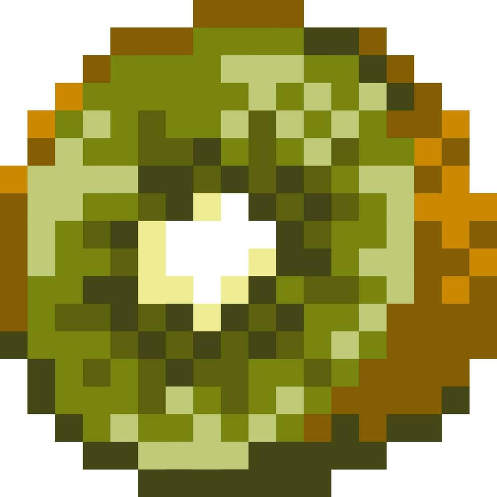 Kiwi cartoon icon in pixel style vector