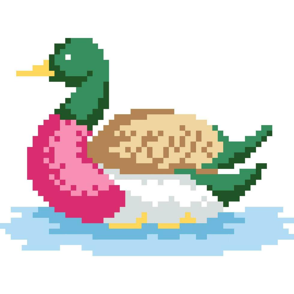 Duck cartoon icon in pixel style vector
