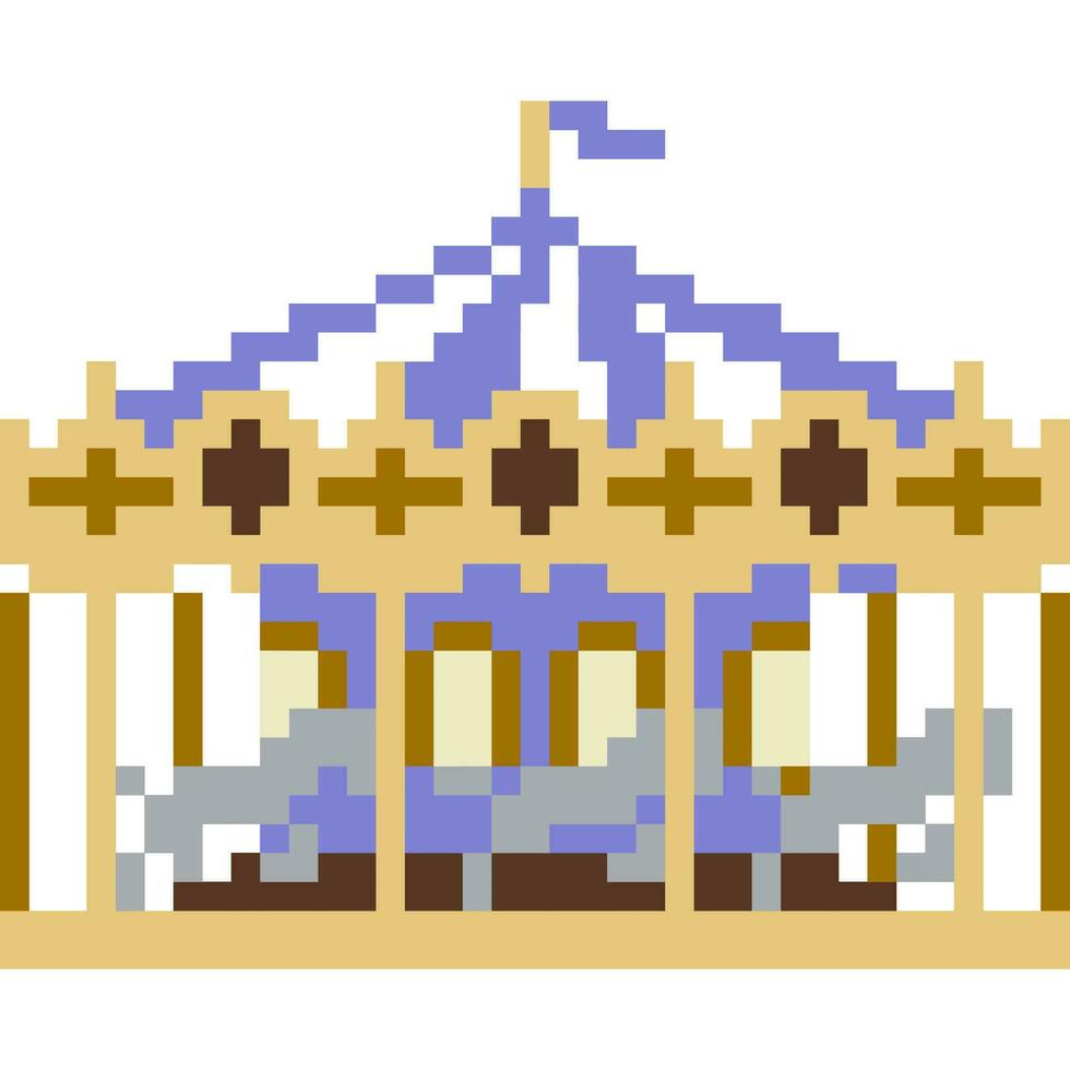 Carousel cartoon icon in pixel style vector