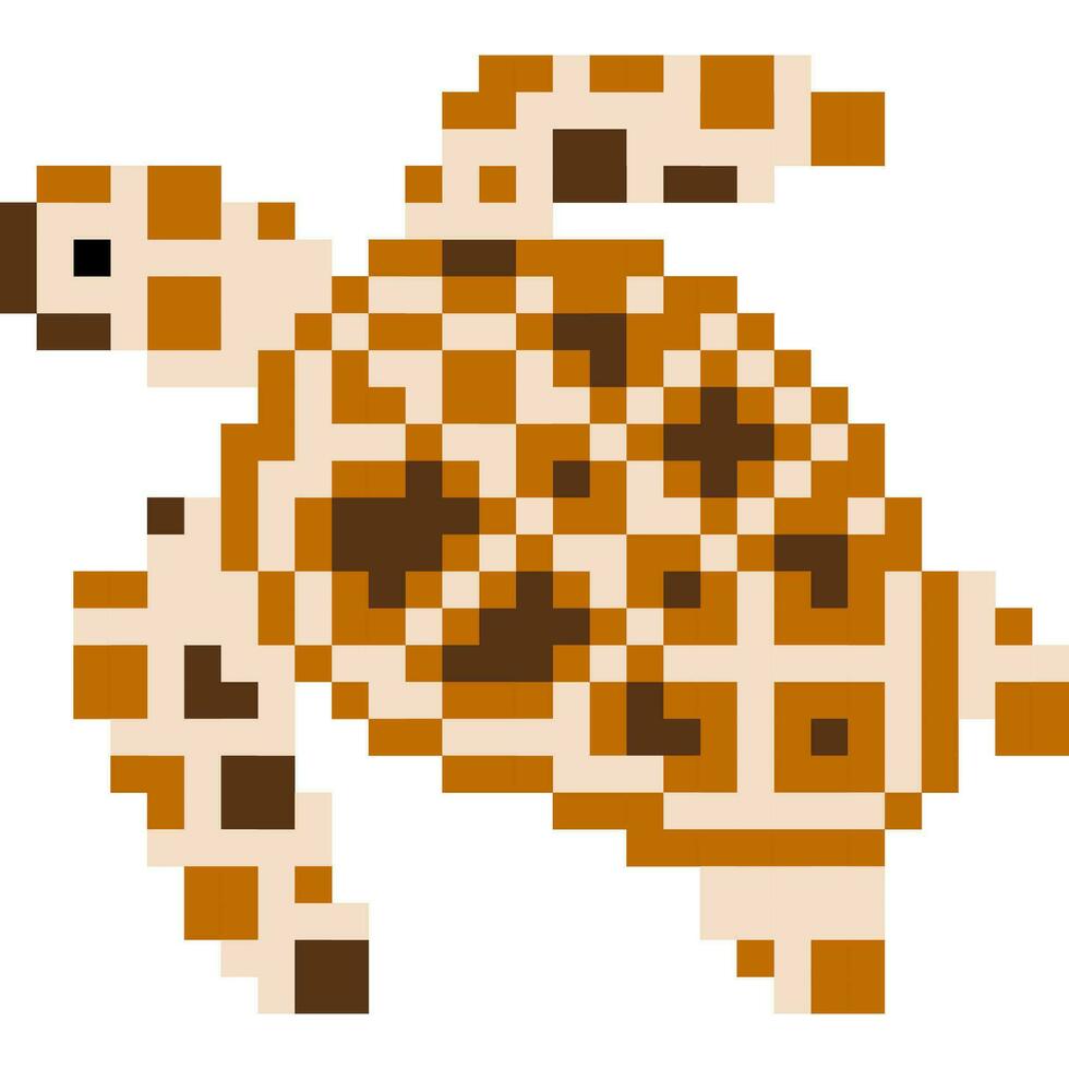 Sea turtle cartoon icon in pixel style vector