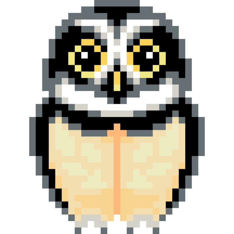 Owl cartoon icon in pixel style vector