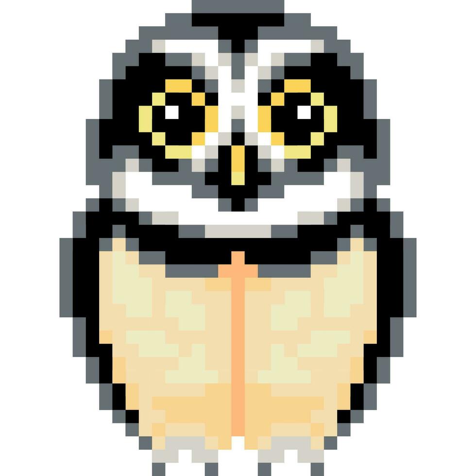 Owl cartoon icon in pixel style vector